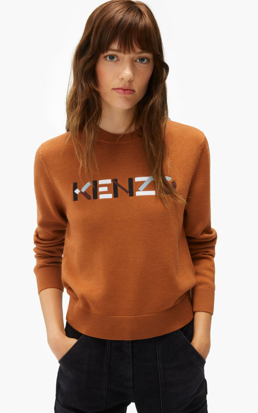 Kenzo logo merino wool Jerseys Mujer Marrones | 4739812-PV